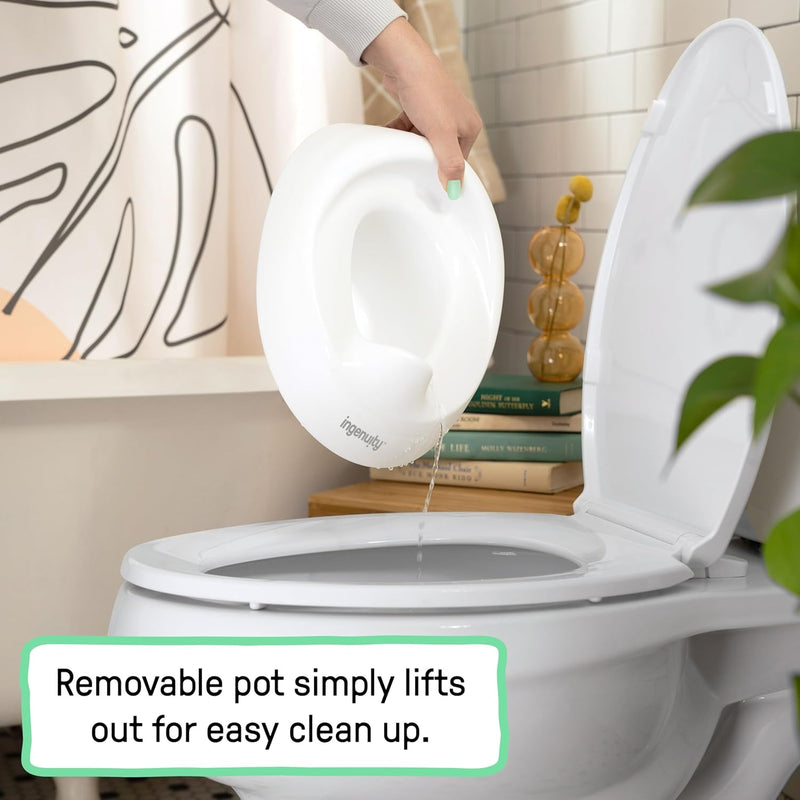 Ingenuity Ready Set Go Potty Training Toilet, Removable Bowl, Non-Skid Bottom, Wide Stable Base, Age 18 Months & Up, White & Grey