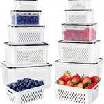 Fruit Storage Containers for Fridge with Removable Colander 4 PCS | Airtight Food Storage Container Dishwasher Safe Produce Saver for Refrigerator Keep Berry Fruit Fresh Longer Small Clear