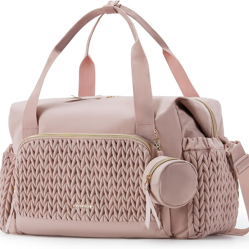 mommore Diaper Bag Tote Large Travel Baby Bag with Pacifier Case | Portable Changing Pad, Insulated Pocket & Stroller Strap, Baby Essentials Maternity Bag , Hospital Bag for Labor Delivery