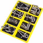 24-Piece Metal Wire Puzzle Set with Pouch, Brain Teaser IQ Test for Kids and Adults