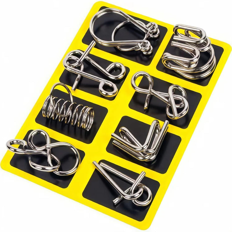 24-Piece Metal Wire Puzzle Set with Pouch, Brain Teaser IQ Test for Kids and Adults