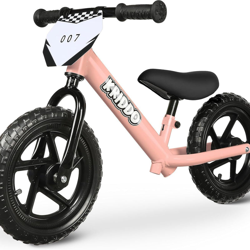 KRIDDO Toddler Balance Bike for 2-5 year olds, 12 inch push bike with customization options