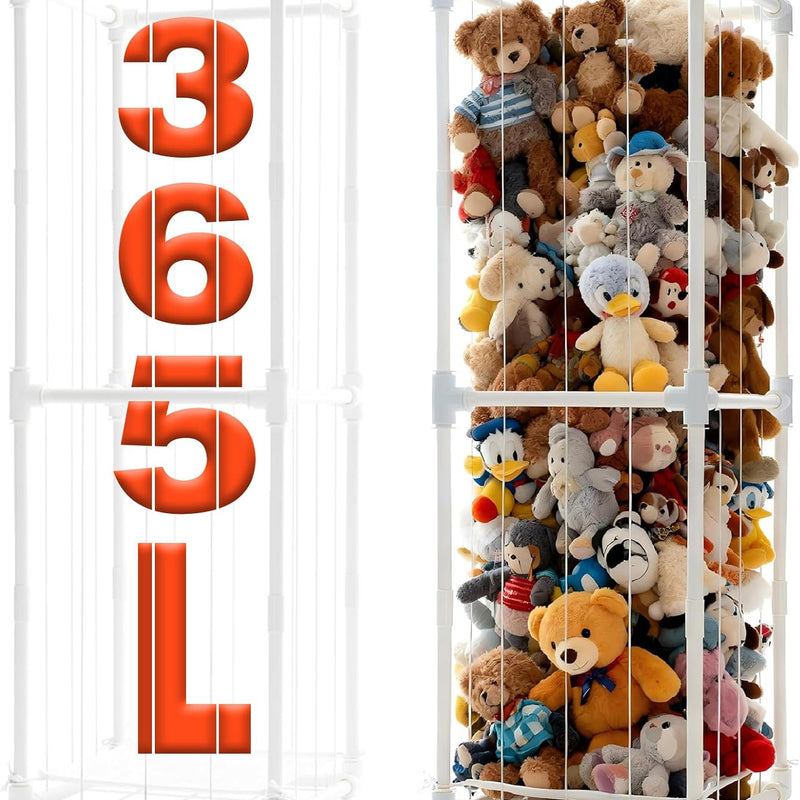 Large Stuffed Animal Storage Organizer, Creative PVC Stuffed Animals Storage Zoo Cage, Vertical Space Saving Large Capacity Plush Toy Zoo Holder for Kidroom Playroom-White