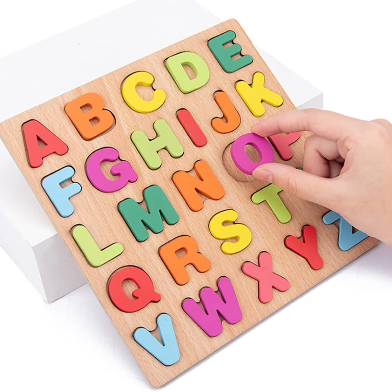 3-Pack Wooden Alphabet Shape Puzzles for Toddlers 3 Years Old Boys & Girls