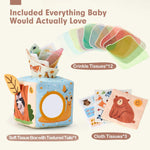 hahaland Baby Tissue Box Toy Set for 6-12 Months Montessori Play and Sensory Development