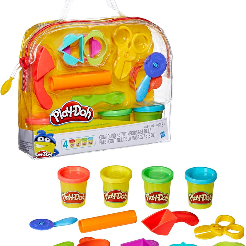 Play-Doh Starter Set 9-Piece Kit with Storage Tote & 4 Modeling Compound Cans, Arts and Crafts for Kids Ages 3+