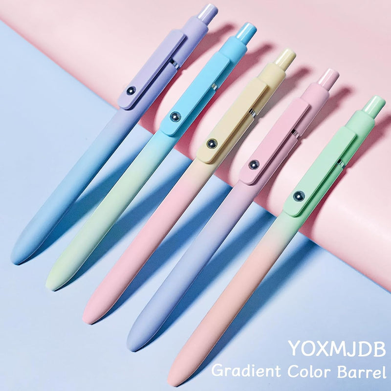 YOXMJDB Gel Pens, 5 Pcs Medium Point Smooth Writing Pens Cute Pens for Women, High-End Series 0.7mm Black Ink Pens for Journaling Note Taking, School Office Supplies (5 Pcs Gradient Morandi)