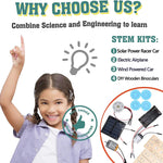 STEM Building Kits for Kids Ages 8-14: Solar Car, Biplane Glider, Binoculars, Wind Car