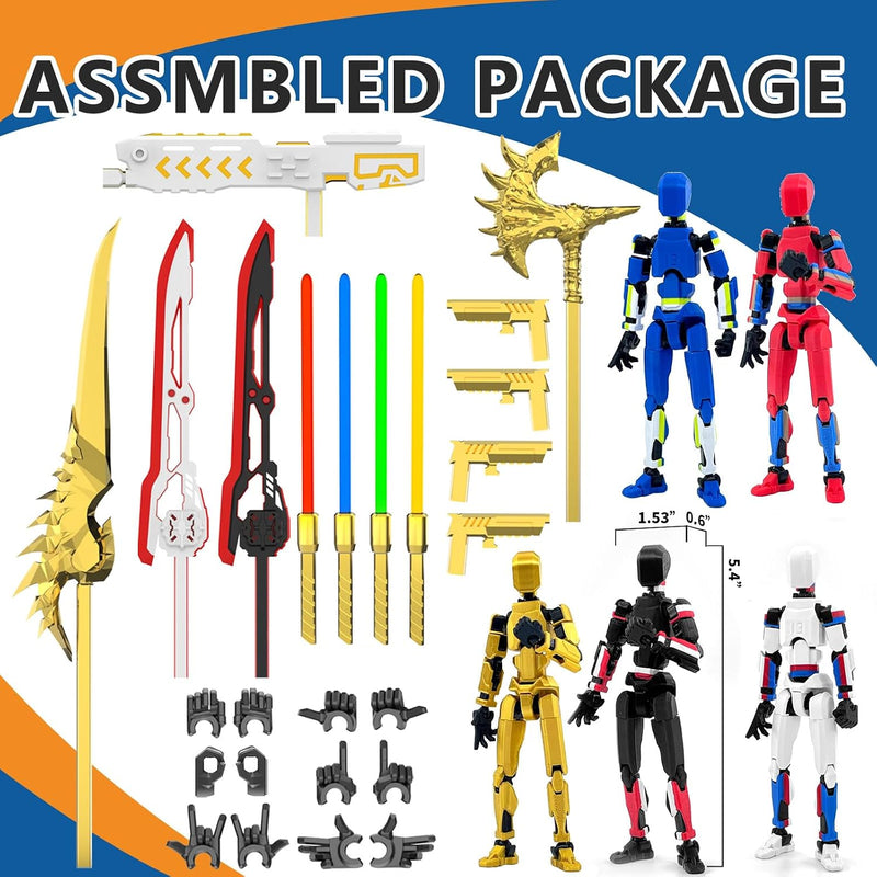 5-Pack Titan 13 Action Figure Already Assembled, Multi-Colored Titan 13 Action Figure Set with Laser Saber 3D Printed Dummy 13 Lucky Robo Dummy Nova 13 Action Figures, Figura de acción 13