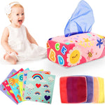 yogingo tissue box toy montessori for babies 6-12 months soft stuffed high contrast crinkle sensory toys