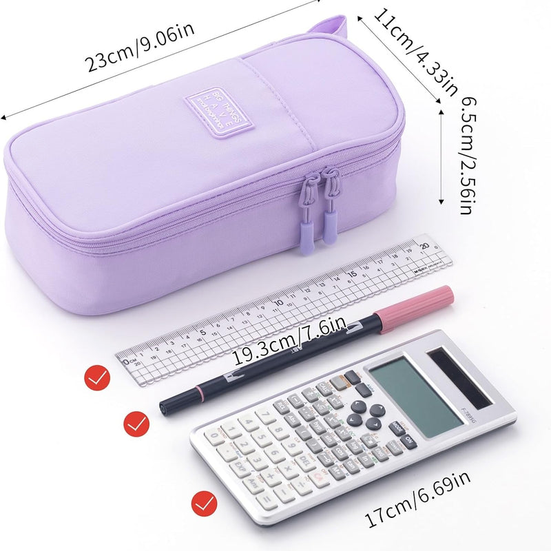 CICIMELON Durable Pen Pencil Case Big Storage Pen Pouch Bag for School Supplies Office College Teen Girls Adults, Purple