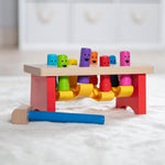 Melissa and Doug Deluxe Pounding Bench Wooden Preschool Learning Toy with Mallet, 10 inches, Ages 2+