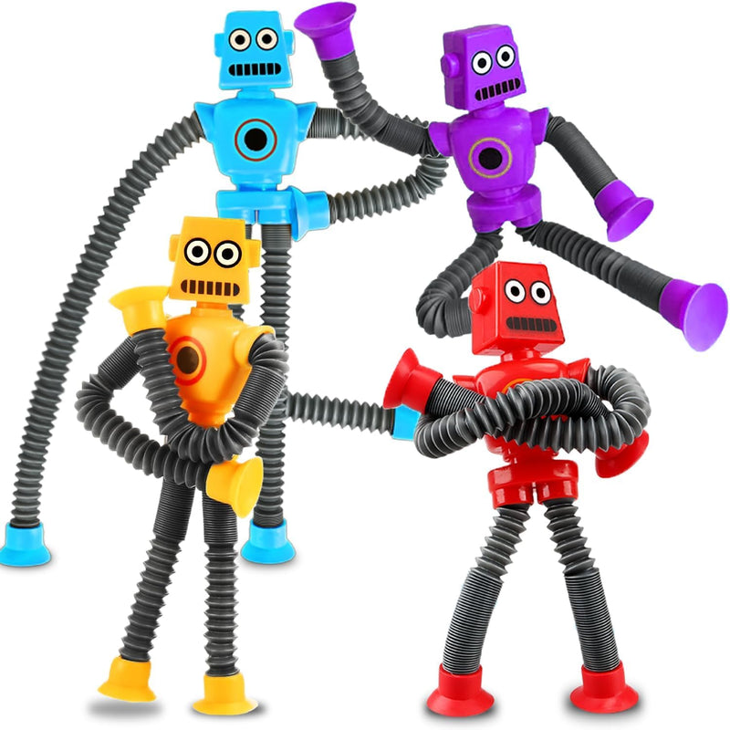 Giraffe Sensory Travel Toys 4Pcs for Roadtrip Car Ride Airplane Toddler Girl Year Old Ages 2 3 4 5 6 7 8, Suction Autism Pop Tube Fidget Toy Autistic Valentines Day Stocking Easter Basket Stuffer Gift