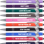 Actsun Funny Pens - 12 Pack Fine Point Smooth Writing Pens with Inspirational Tips, Black Ink, Touch Stylus Screens, Motivational Gift for Office & Desk Accessories