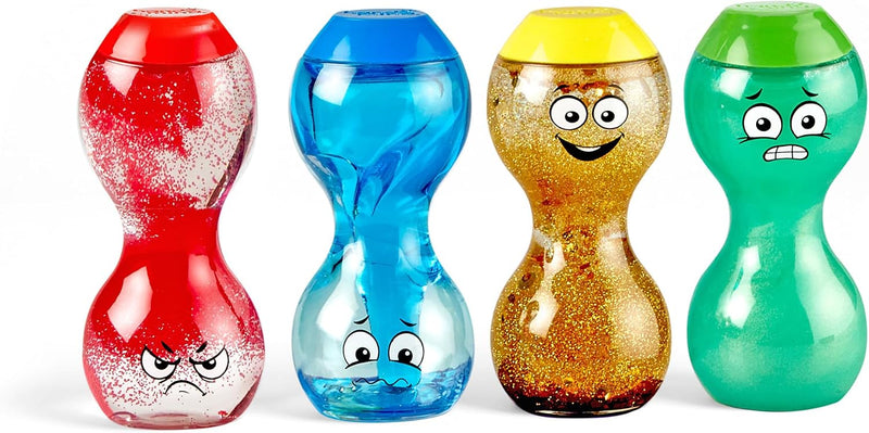 hand2mind Express Your Feelings Sensory Bottles-Primary Emotions, Quiet Toddler Fidgets for Classroom, Calm Down Corner Supplies, Social Emotional Learning, Sensory Toys for Kids with Autism