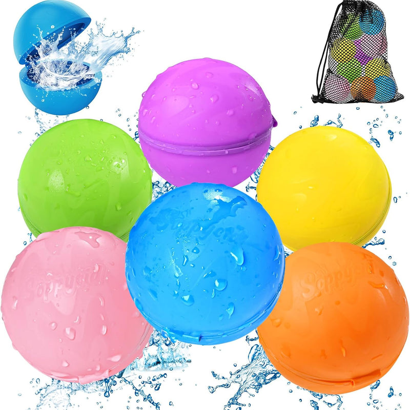 Tlitlimom 16Pcs Reusable Water Bomb Balloons, Pool Beach Toys for Kids ages 3-12, Summer Toy Water Toy for and Girls, Outdoor Activities Water Games Toys Self Sealing Water Splash Ball for Fun