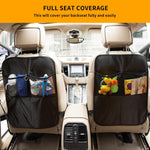 2 Pack Kick Mat Backseat Protector,Back Seat Cover for Kids,Car Seat Back Protectors with 2 Pocket Storage Organizer for Car, SUV, Minivan or Truck Seats (Black)