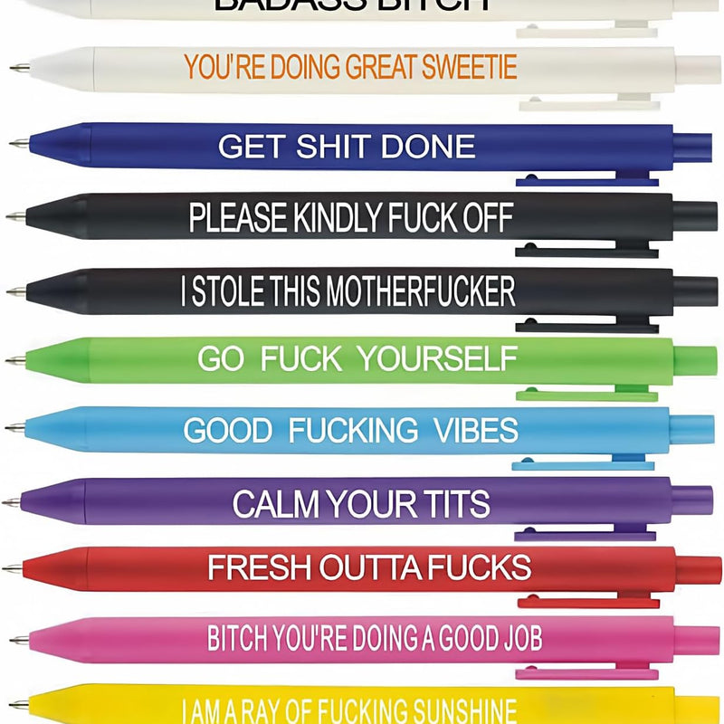 Cityhermit 11Pcs Funny Adult Ballpoint Pen Set, Premium Days of The Week Swear Cuss Word Pens for Office Gifts, Novelty Pens for Corworkers