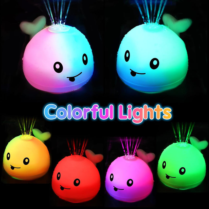 Gigilli Light up Baby Bath Toys for Kids Ages 1-3, Whale Bath Toy Sprinkler, Rechargeable Battery