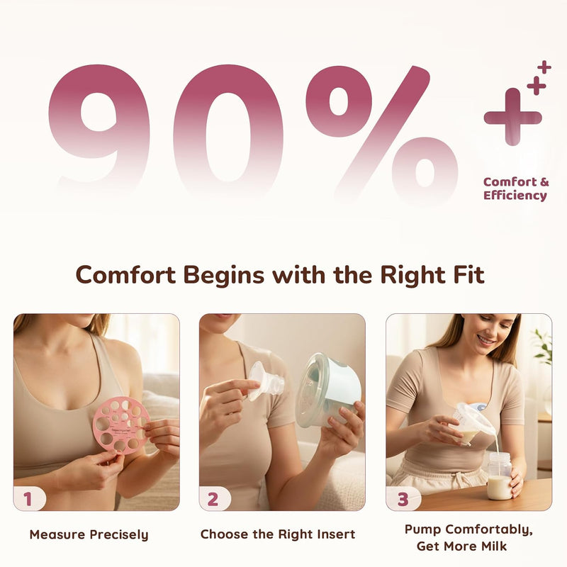 Nursi Luna Flange Sizing Kit, Flange Inserts for 24mm Breast Pumps, 10PCS | 13/15/17/19/21mm, Includes Nipple Sizer for Flanges to Find the Right Fit, Soft Silicone for Comfortable & Efficient Pumping