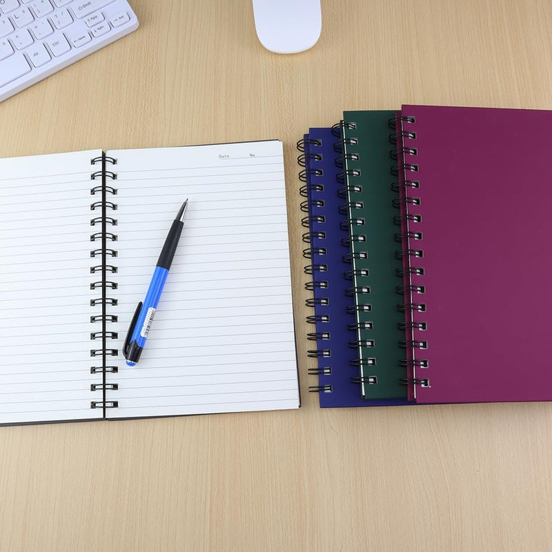 Spiral Notebook Journal,4 Pack A5 Hardcover Spiral Notebooks,5.7" x 8.5",160 Pages,100gsm Paper,College Ruled Journals for Study and Notes (Red, Green,Blue,Grey)