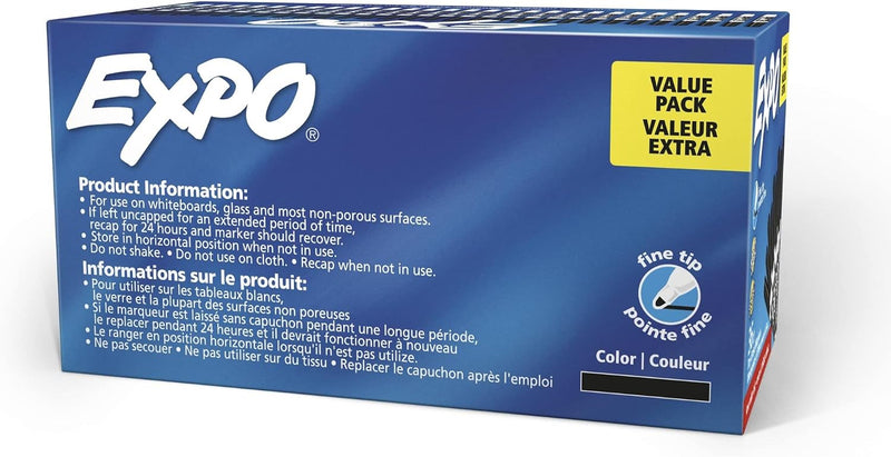 EXPO Dry Erase Markers, Low Odor Ink, Black, Fine Tip, 36 Count - Easily Erases, Ideal for Classroom, Home, Office, Back to School, Teacher Supplies