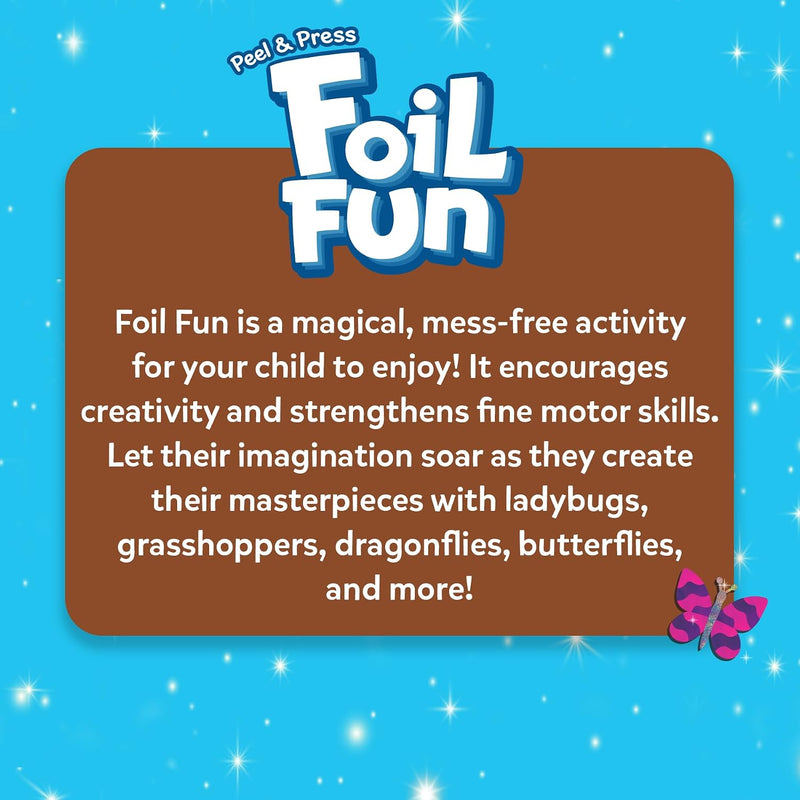 Skillmatics Foil Fun Bugs & Butterflies, Foil Art, Gift for Boys & Girls | Travel Toys, Sticker Activity Kit, Fine Motor Skills, DIY Mess-Free Art, Screen-Free, Gifts for Kids Ages 4, 5, 6, 7, 8, 9