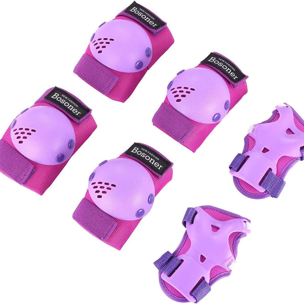 BOSONER Kids/Youth Knee Pads Elbow Pads Wrist Guards Set - Protective Gear for Roller Skates, Cycling, and Scooter Riding