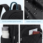 BAGSMART Travel Laptop Backpack, College Backpack for Women, Quilted Small Computer Bookbag, Water-Resistant 15.6 Inch Laptop Casual Bag, Black
