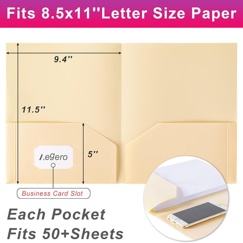 Aegero Plastic Folders with Pockets (7 Pack, Sweet Colors), Durable Heavy Duty File Folders with Business Card Slot, 2-Pocket Folder for Schoolwork & Office,Letter Size