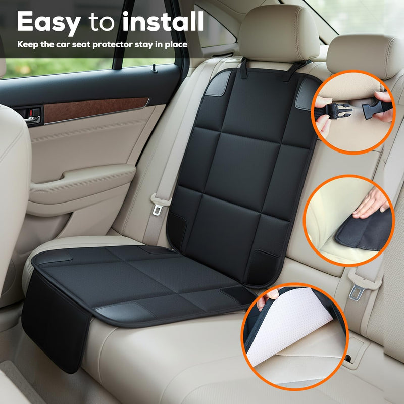 VLM Car Seat Protector for Child Baby Car Seat,600D Waterproof Car Seat Cover with Thick Padding, Non-Slip Backing and Mesh Pockets