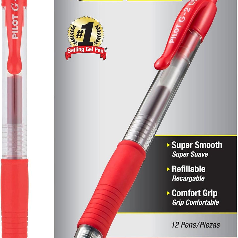 Pilot G2 Premium Gel Roller Pens, Extra Fine Point 0.5 mm, Gel Pens Black Ink, Pack of 12 - Ideal for School, Journaling & Office Writing