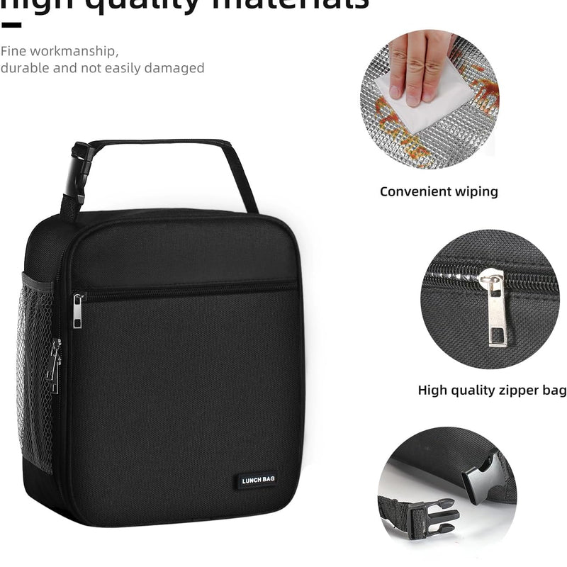 Lovoeo Lunch box Lunch bag for men women Insulated Lunchbox Lunch bags for Work Picnic Travel (Black)