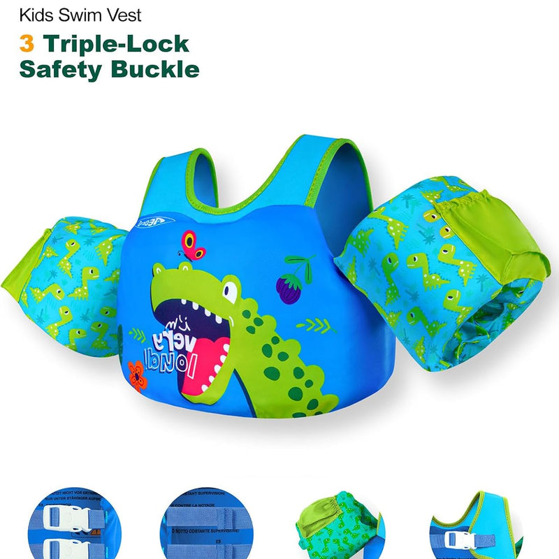 AEOCOO Puddle Float Jumper for Swiming, Toddler Swim Vest for Water Play, Pool Floats with Swimming Arm Floaties Swim Jacket & Water Wings for Kids Swimmies, Boys, Girls, Niños