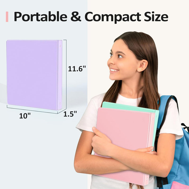BinderX Extra Durable 3 Ring Binder, Round Rings 1 Inch Binder, Fits 175 Sheets of 8.5x11 Paper, Customizable View Cover with Inside Pockets, Cute 1" Binders, 1 Inch Binders 3 Ring, Pink