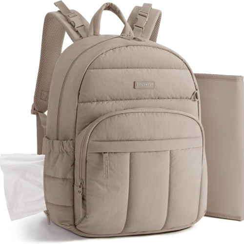 BAGSMART Baby Diaper Bag with Waterproof Pad, Camel | Newborn Essentials, Lightweight Backpack for Girl Boy, Baby Shower Gifts