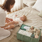 Blissful Diary Baby Diaper Caddy Organizer, Stylish Storage Basket for Newborn Essentials and Diaper Station, Gift for Baby Shower and Registry Must-Have, Sage Green