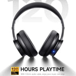 Picun B8 Bluetooth Headphones, 120H Playtime Headphone Wireless Bluetooth with 3 EQ Modes, Low Latency, Hands-Free Calls, Over Ear Headphones for Travel Home Office Cellphone PC Black