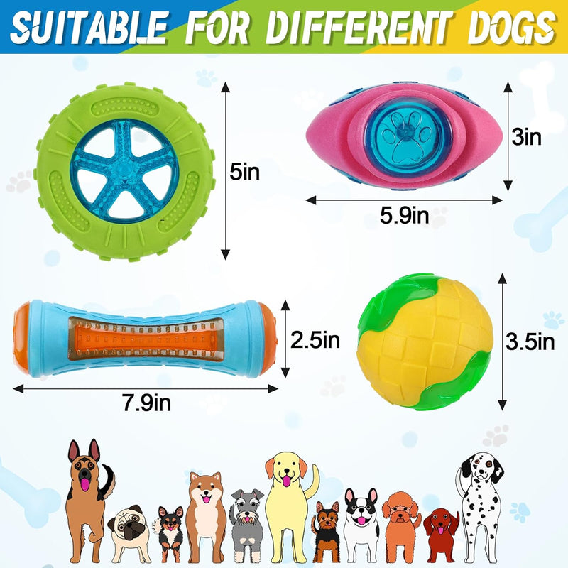 MEWTOGO 4 Pcs Dog Pool Floating Toys - Squeaky Dog Water Toys, Safe Durable TPR Interactive Dogs Toys for Aggressive Chewers Large Fetching Playing