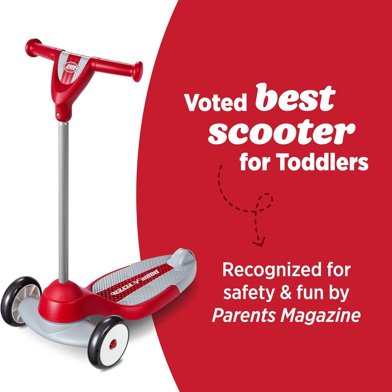 Radio Flyer My 1st Scooter, Red, 3-Wheel Balance Scooter for Kids 2-5 Years Old, Extra Wide Base and Easy Foot Brake