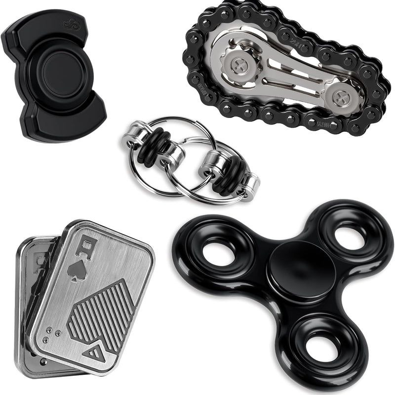 5 Pcs Fidget Toys Adults Metal Fidgets Toy Set Magnetic Spinners Figette Toys for Stress & Anxiety Relief, Office Desk Sensory Toys for Autism ADHD Cool Gadgets Gift for Teen Men Women
