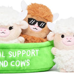 Emotional Support Highland Cows by Relatable, Cuddly Stuffed Animals, Plushies, and Cute Stuff, Great Gift Ideas for Loved Ones of All Ages, Includes 5 Toys with Carrying Basket