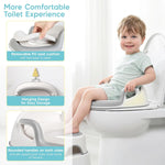 Maliton Potty Training Toilet Seat & Step Stool, 2-in-1 Anti-Slip Grey | Potty Seat + Separate Step Stool, Adjustable Fits More Toilets, Anti-Slip, Sturdy, Splash Guard, Easy clean，Boys & Girls.