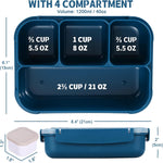 shell and turtle Bento Box Adult Lunch Box, Kids Lunch Containers for School with 4 Compartments, with Utensils, Sauce Jar, Muffin Liners, Microwave Safe, Navy