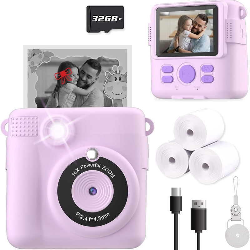 ESOXOFFORE Instant Print Camera for Kids, 32GB SD Card, 3-12 Years