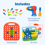 Educational Insights Design & Drill ABCs & 123s Building Construction Toy Set for 3+ Year Old Toddler STEM Learning