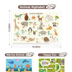 Babebay Disposable Placemats for Baby, 60 Pack Sticky Toddler Placemat for Restaurants, Dining Table, Party, Travel, 12" x 18" with 3 Designs