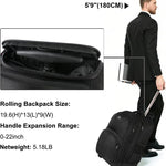 MATEIN Rolling Backpack, 17 inch Water Resistant Wheeled Laptop Backpack, Carry on Luggage Business Bag, Overnight College Computer Bag Trolley Suitcase for Men Women Adults to Travel, Black
