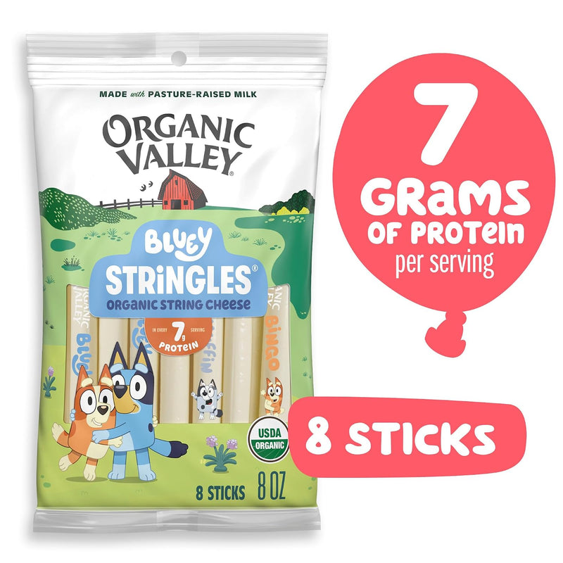 Organic Valley Stringles Bluey Organic Mozzarella String Cheese, 8 oz