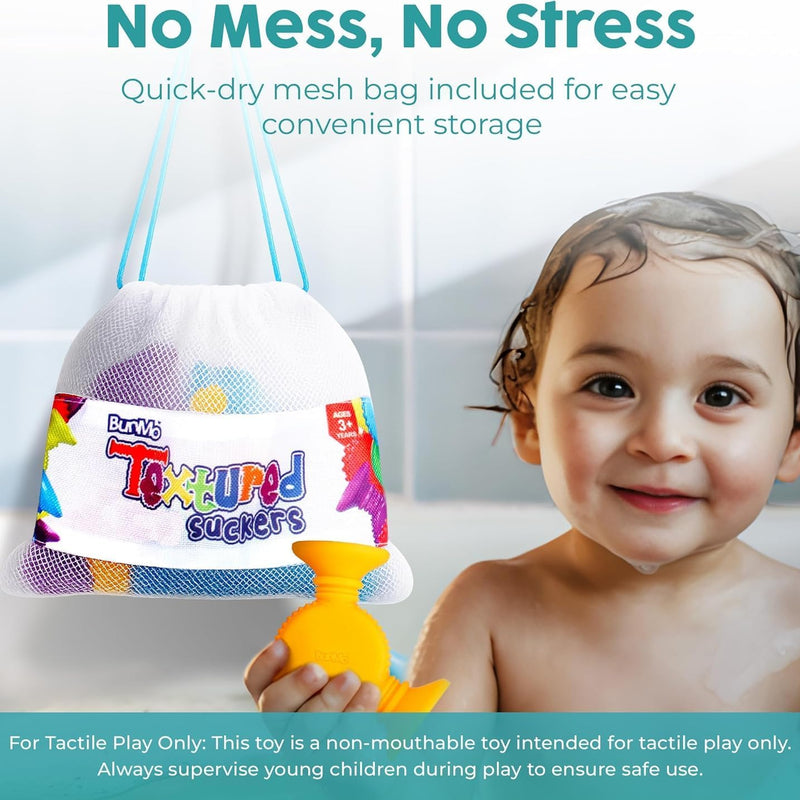 BUNMO Bath Toys Suction - Connect, Build, Create - Toddler Sensory Toys - Fine Motor Skills